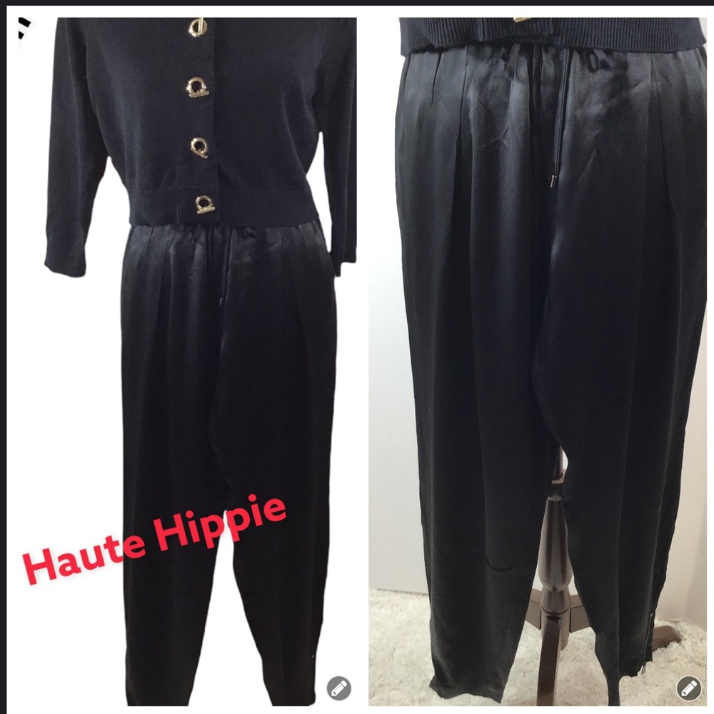 Haute Hippie black silk jogger pants XS